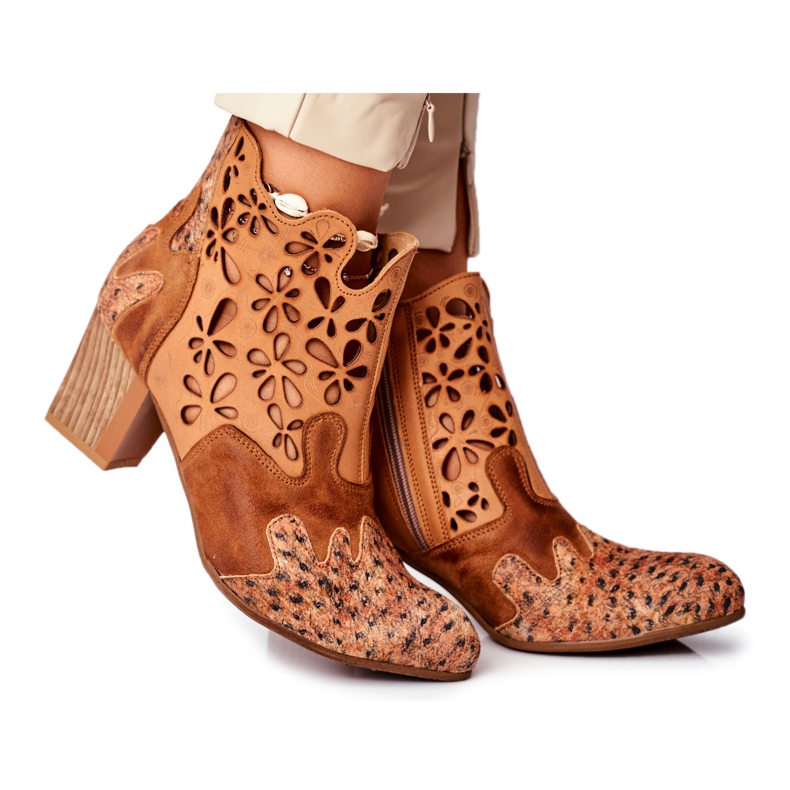 Botas femininas de salto alto Maciejka Spring Red 04369-29 castanho