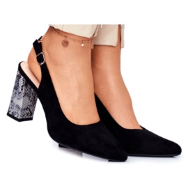 Bombas femininas com salto aberto Sergio Leone Black Snake PB218 preto