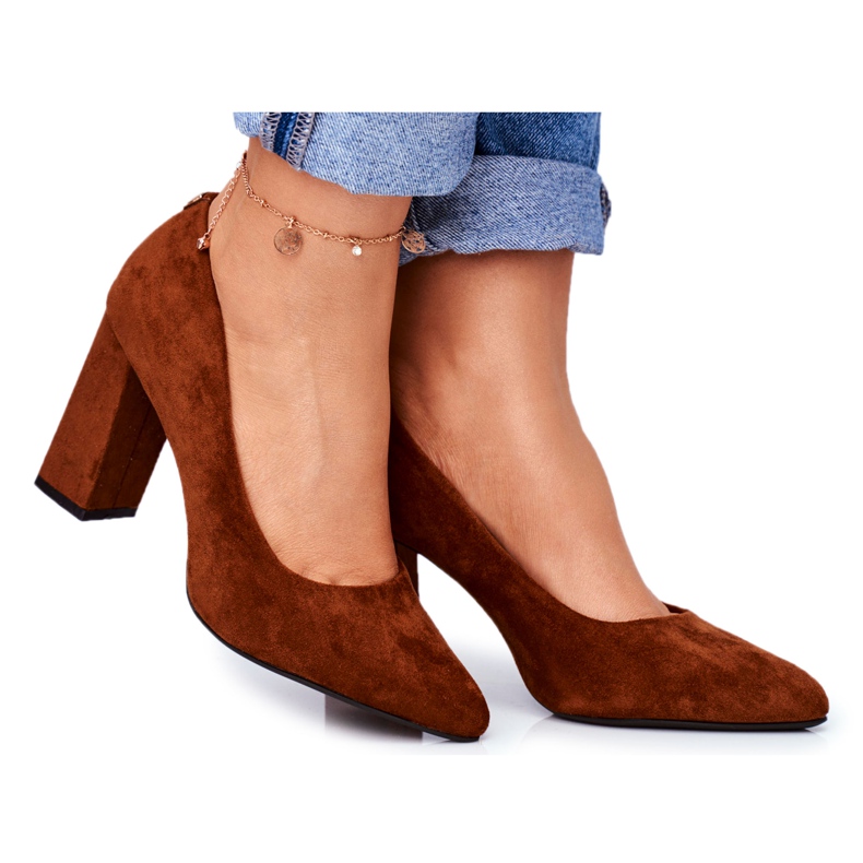 Sapatos de salto feminino Sergio Leone Camel PB216 castanho