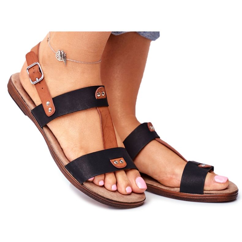 EVE Sandálias elegantes femininas 20SD35-0307 pretas Renna preto