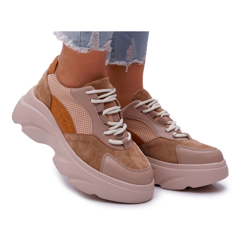 SEA Calçados Esportivos Femininos com Sola Grossa Camel Cardamon castanho