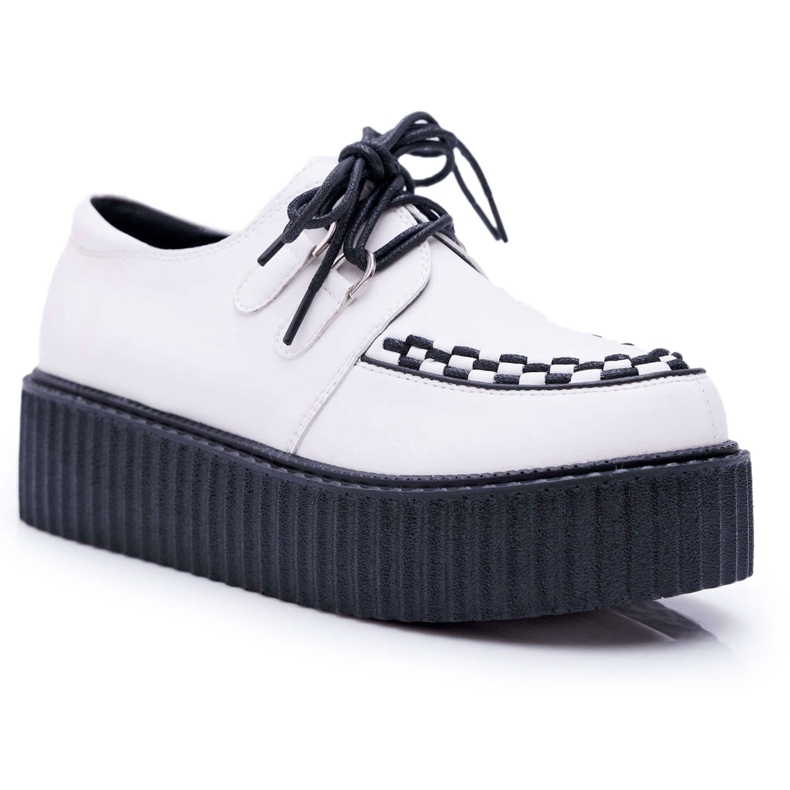 Smith's Creepers de couro branco na plataforma Gocain