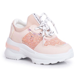 FRROCK Sapatilhas desportivas rosa Matilda para crianças com Glitter -de-rosa