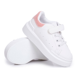 FRROCK Calçados infantis esportivos para crianças com velcro branco e rosa Bilbo FRROCK Calçados infantis esportivos para crianças com velcro branco e rosa Bilbo