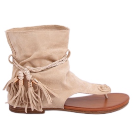 Chinelos com parte superior bege SL1011 Beige II Quality
