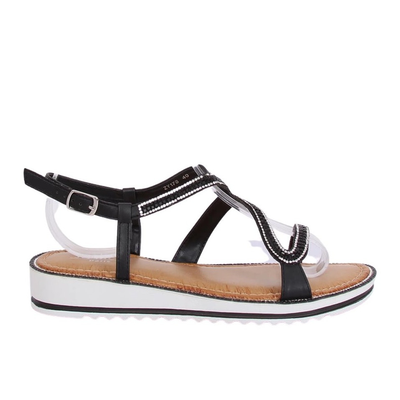 Sandálias pretas assimétricas ZY178 pretas preto
