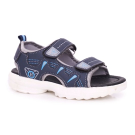 FRROCK Sandálias infantis juvenis para meninos com velcro pelgro azul marinho azul-marinho