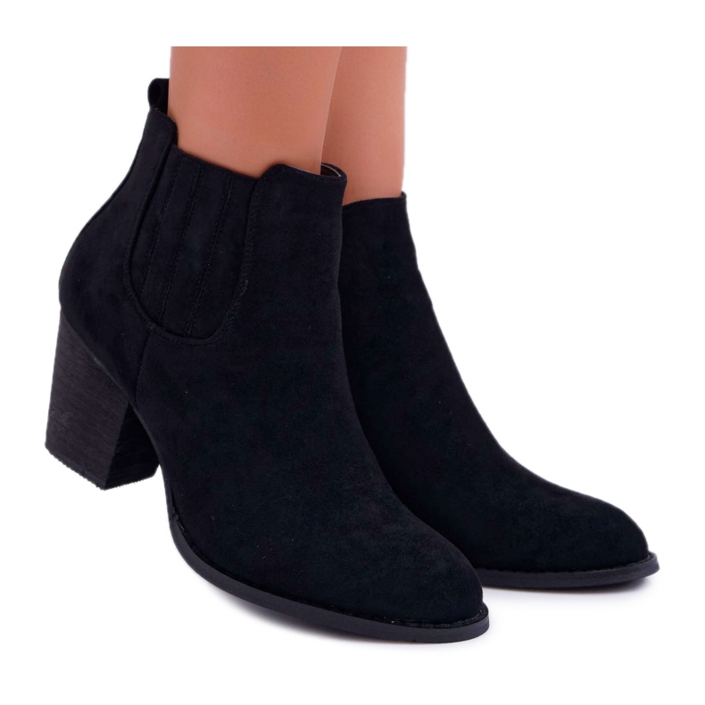 FRID Botas femininas com salto alto camurça preta Gomen preto