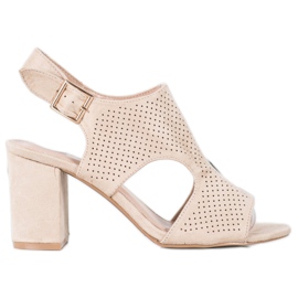 Small Swan Sandálias com orifícios embutidos marrom