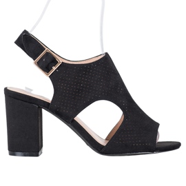 Small Swan Sandálias com orifícios embutidos preto