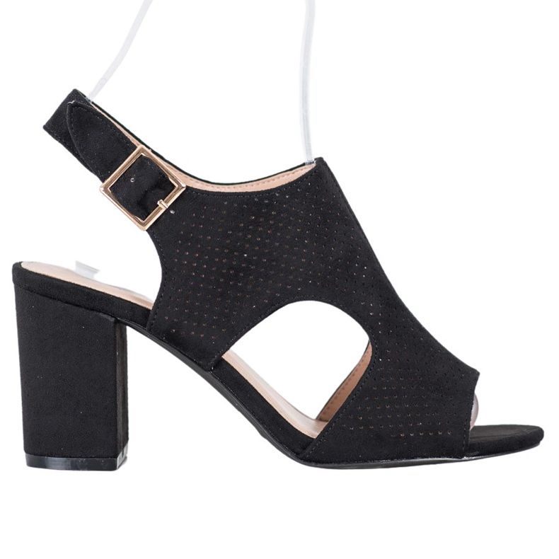 Small Swan Sandálias com orifícios embutidos preto