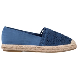 Small Swan Alpercatas de camurça com renda azul Small Swan Alpercatas de camurça com renda azul