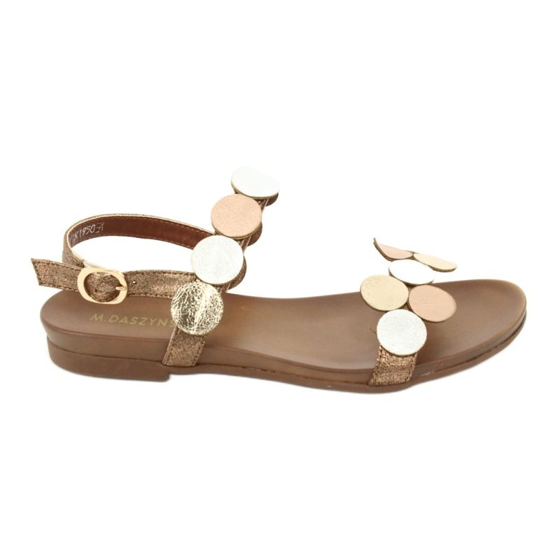 M.Daszyński Sandálias de rodas douradas Daszyński MR1958-1 castanho prata dourado