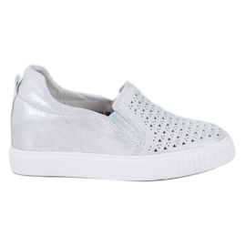 Filippo Slipons de couro em cunha cinza Filippo Slipons de couro em cunha cinza