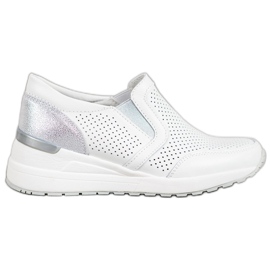 Filippo Slipons de couro a céu aberto branco cinza Filippo Slipons de couro a céu aberto branco cinza