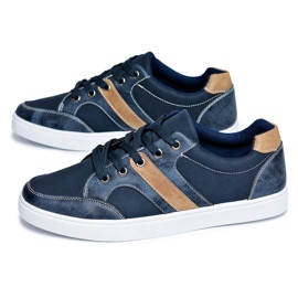 Tênis masculino azul marinho casual Kenny marrom azul-marinho