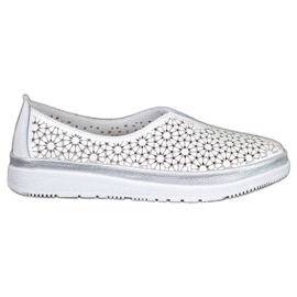 Filippo Slipons de couro com um padrão floral branco amarelo