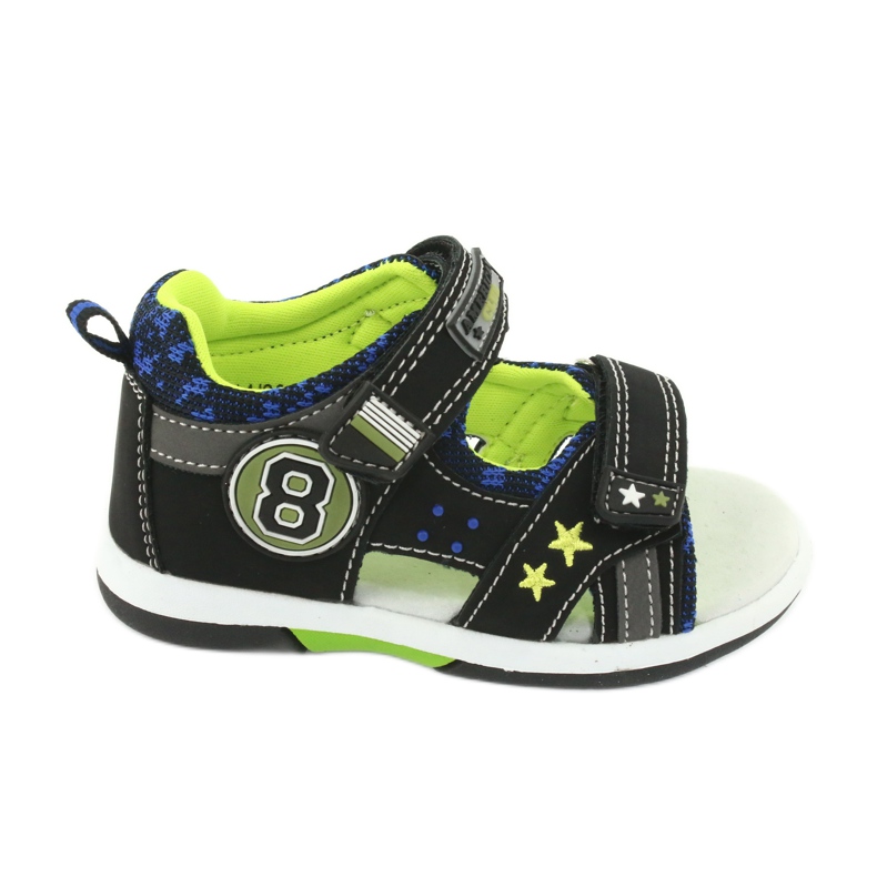 American Club Sandals Leather Insert decorada com oito e estrelas dr14/20 preto e verde