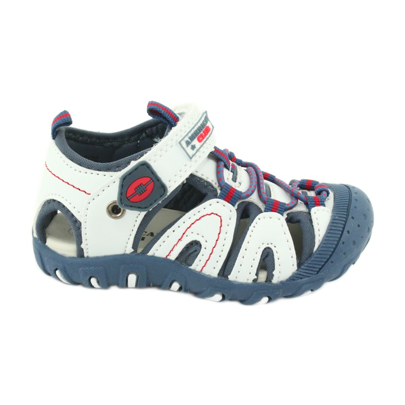 Sandálias de velcro American Club DR08 / 20 para meninos branco vermelho azul