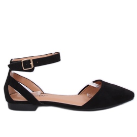 Black CL73P Black ballerinas com fecho preto Black CL73P Black ballerinas com fecho preto
