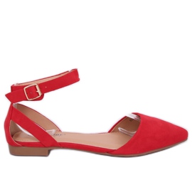 Bailarinas com fecho vermelho CL73P Vermelho Bailarinas com fecho vermelho CL73P Vermelho
