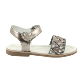 American Club Sandálias femininas Couro Prata Metallic Insert com lantejoulas GC07/20