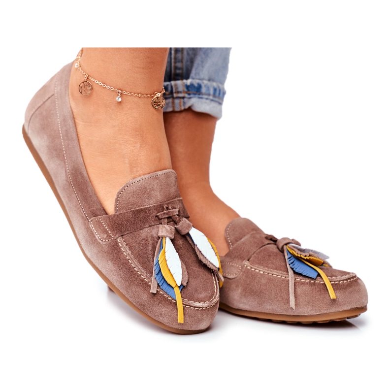 Mocassins femininos Maciejka Couro Bege 04494-04 / 00-5