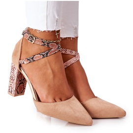 S.Barski Mulheres Pumps On a Heel Snake Beige Juntas bege