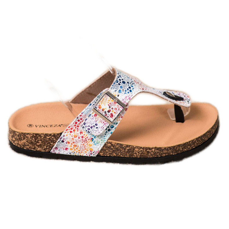 Chinelos com fivela VINCEZA branco multicolorido