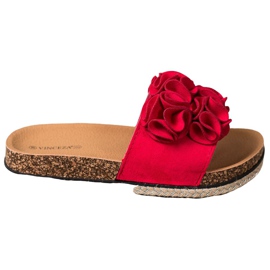 Chinelos Confortáveis ​​Com Flores VINCEZA vermelho
