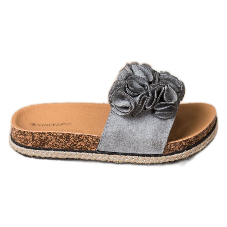 Chinelos Confortáveis Com Flores VINCEZA cinza Chinelos Confortáveis Com Flores VINCEZA cinza