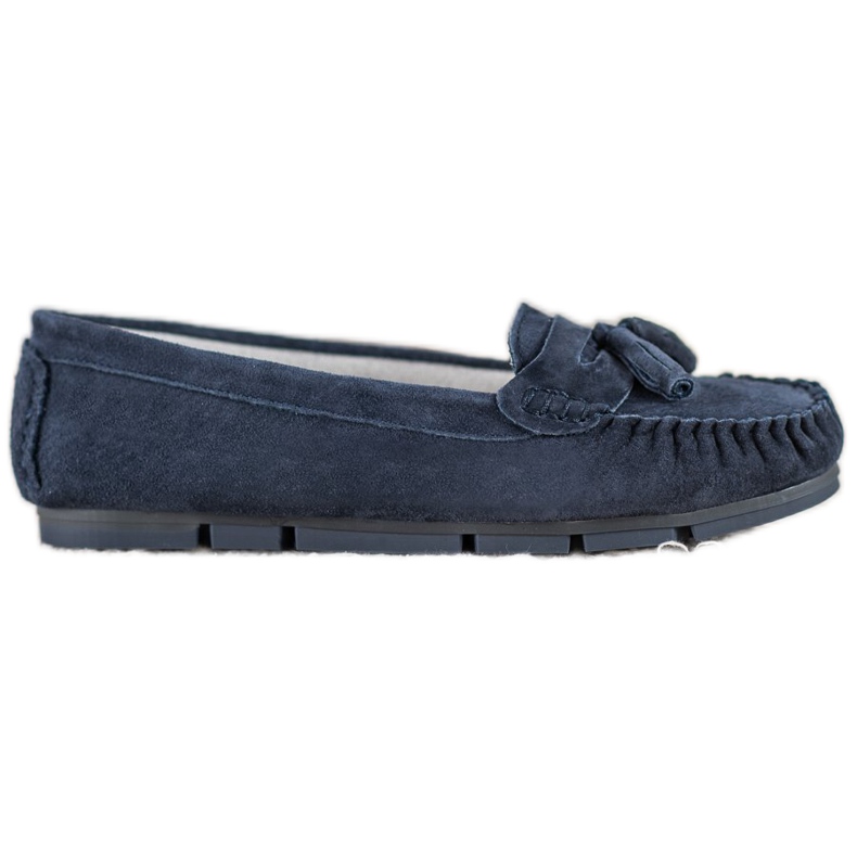 Mocassins de couro VINCEZA confortáveis azul