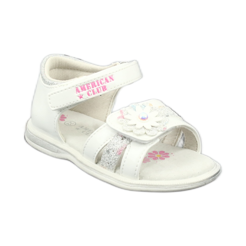 American Club Flores de meninas de sandálias com uma pérola xd12/20 branca branco