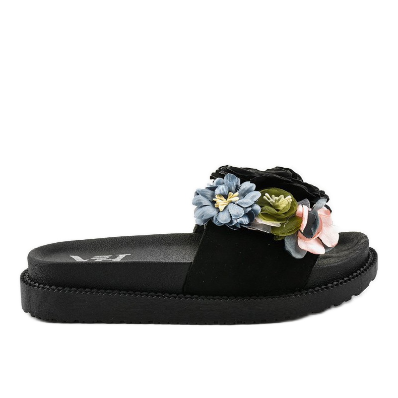 Chinelos PT-109 pretos com flores