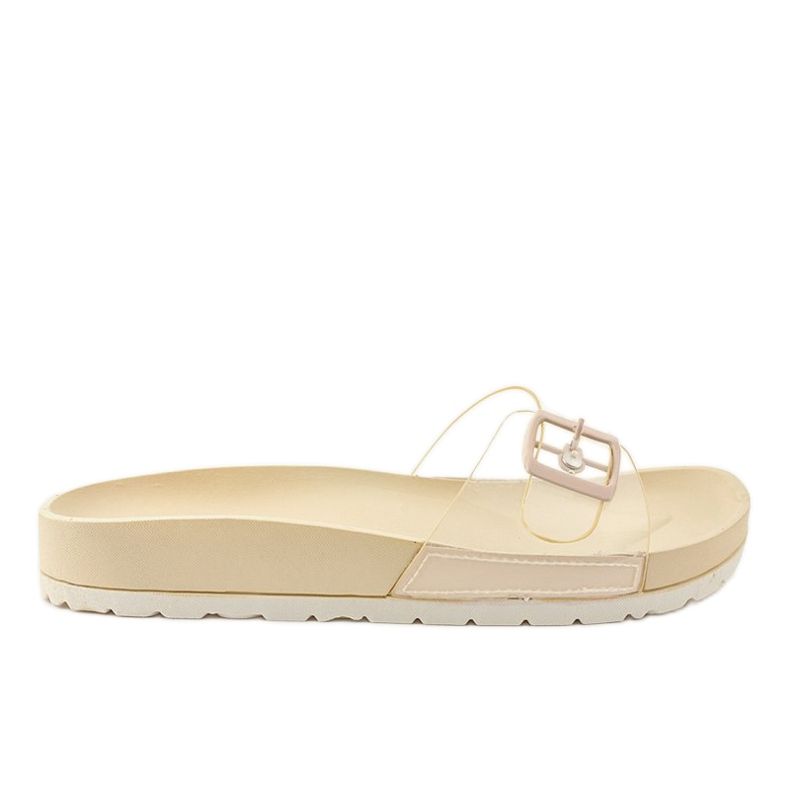 Chinelos transparentes bege com fivela SE-9606
