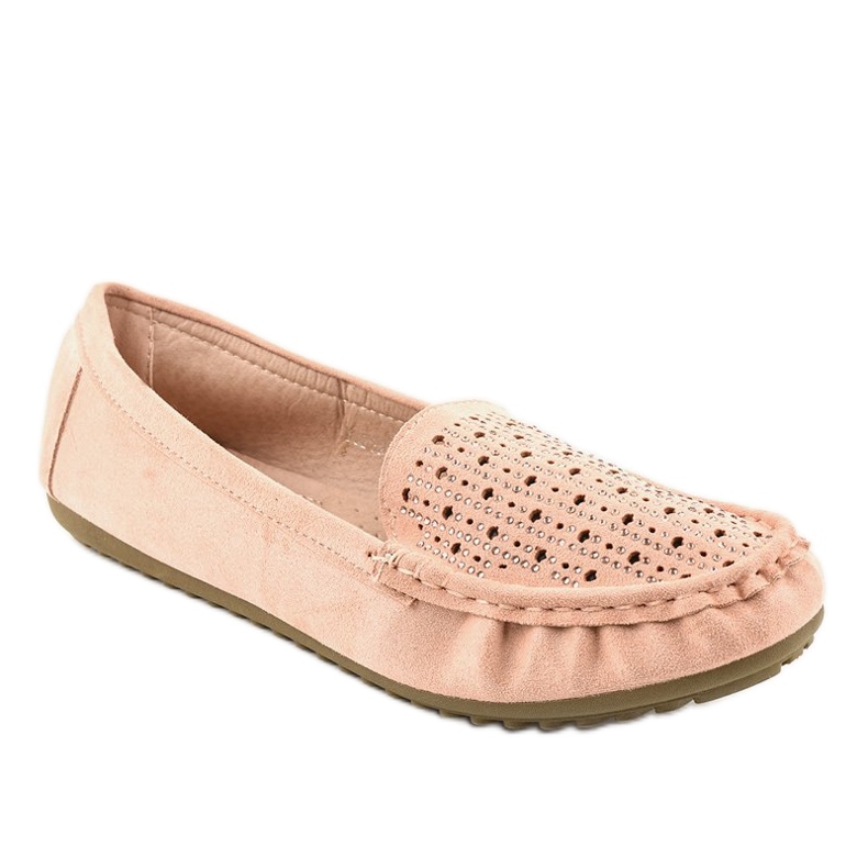 Mocassins nus abertos com lantejoulas YSD823Y bege