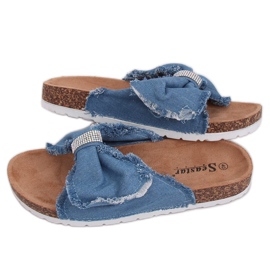 Chinelos de lona em cortiça BG60P Azul Claro