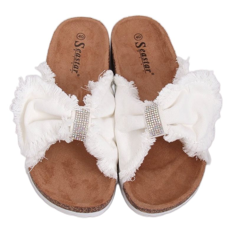 Chinelos de lona na cortiça branca BG60P Branco