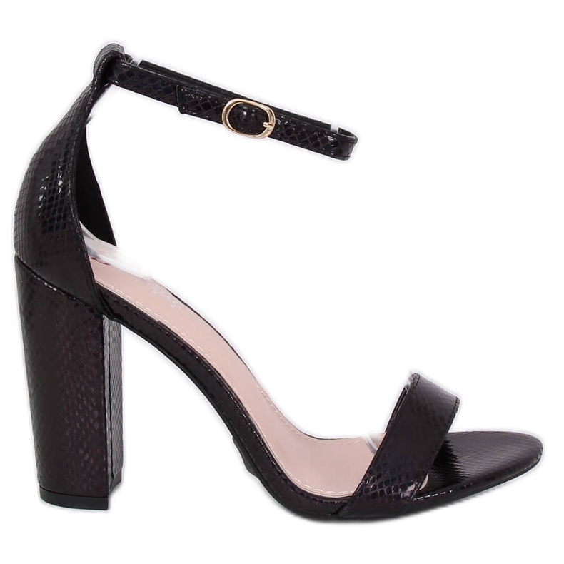 Sandálias holográficas de salto alto TU135P pretas preto