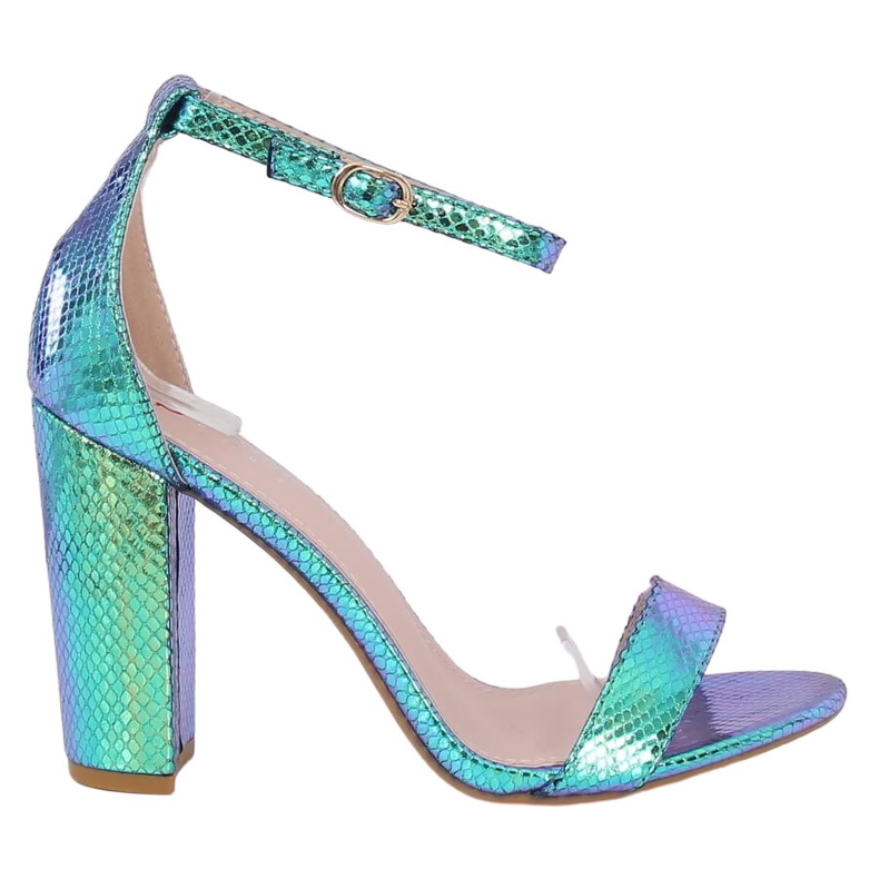 Sandálias de salto alto holográficas TU135P Verde azul