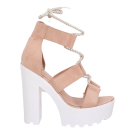 Sandálias na plataforma bege e rosa NS120 Beige Sandálias na plataforma bege e rosa NS120 Beige