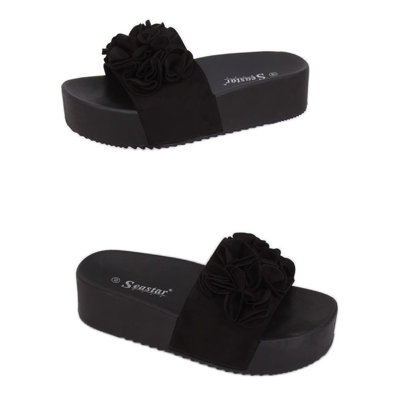 Chinelos pretos CK148P pretos de sola alta