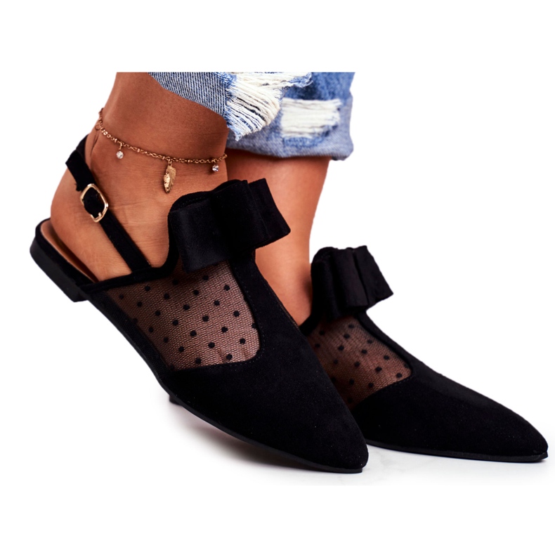 Bailarina Lu Boo Feminino Bows Mule Domino Preto