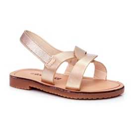 FRROCK Calça as sandálias infantis com um elástico Golden Bambino dourado