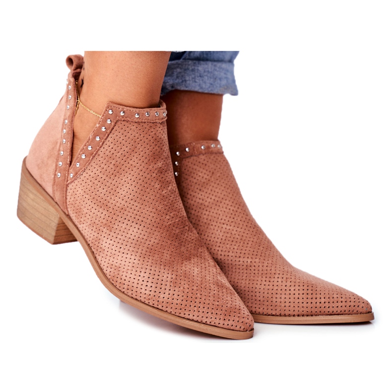 Bellucci Botas femininas de salto em camurça a céu aberto rosa Margate