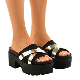 Chinelos pretos de salto alto CL-3A309-42 amarelo Chinelos pretos de salto alto CL-3A309-42 amarelo