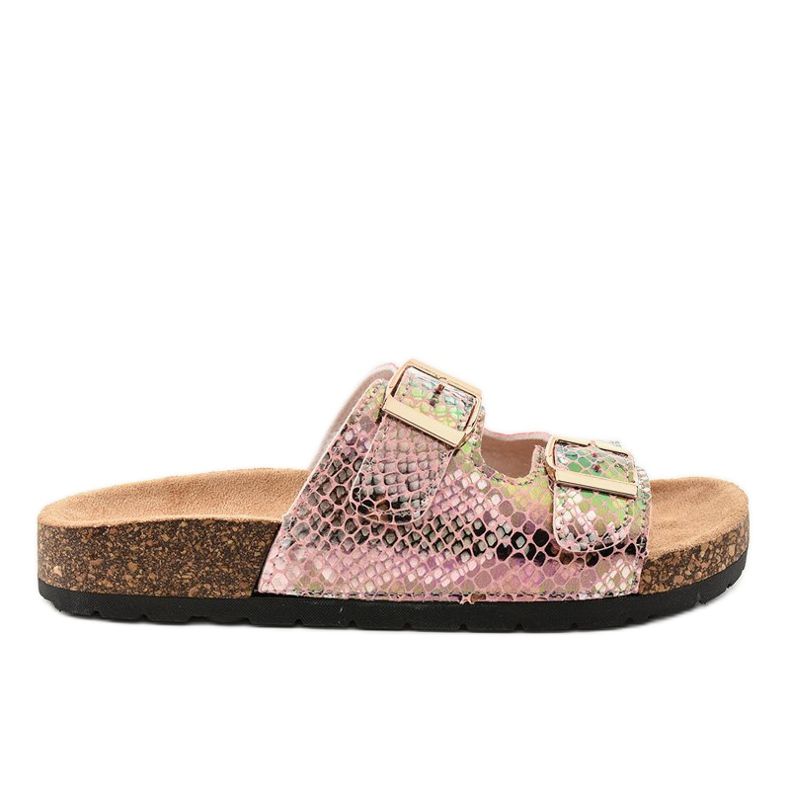 Chinelos rosa com fivelas DZ101-11 multicolorido