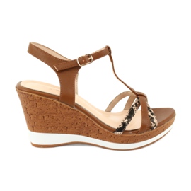 Sandálias com cunha Sergio Leone SK308 castanho