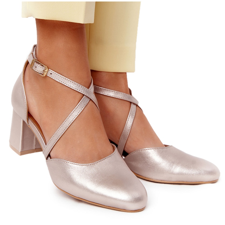 Mulheres Pumps Maciejka Couro Dourado 04070-25