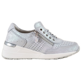 Tênis de couro com zíper VINCEZA cinza